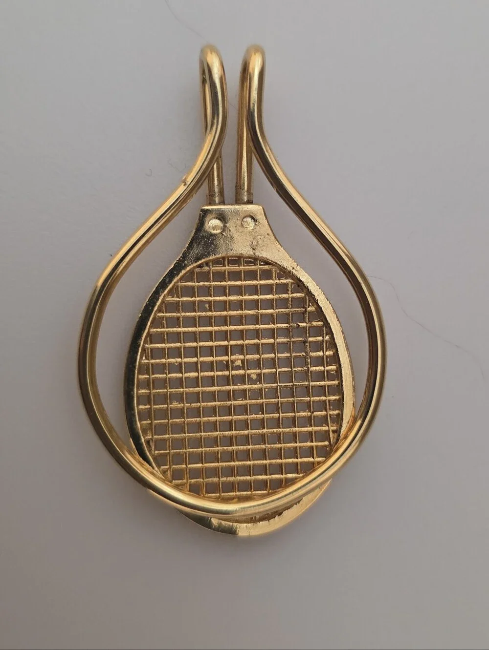Vintage Gold-Tone Tennis Racket Pin/Clip